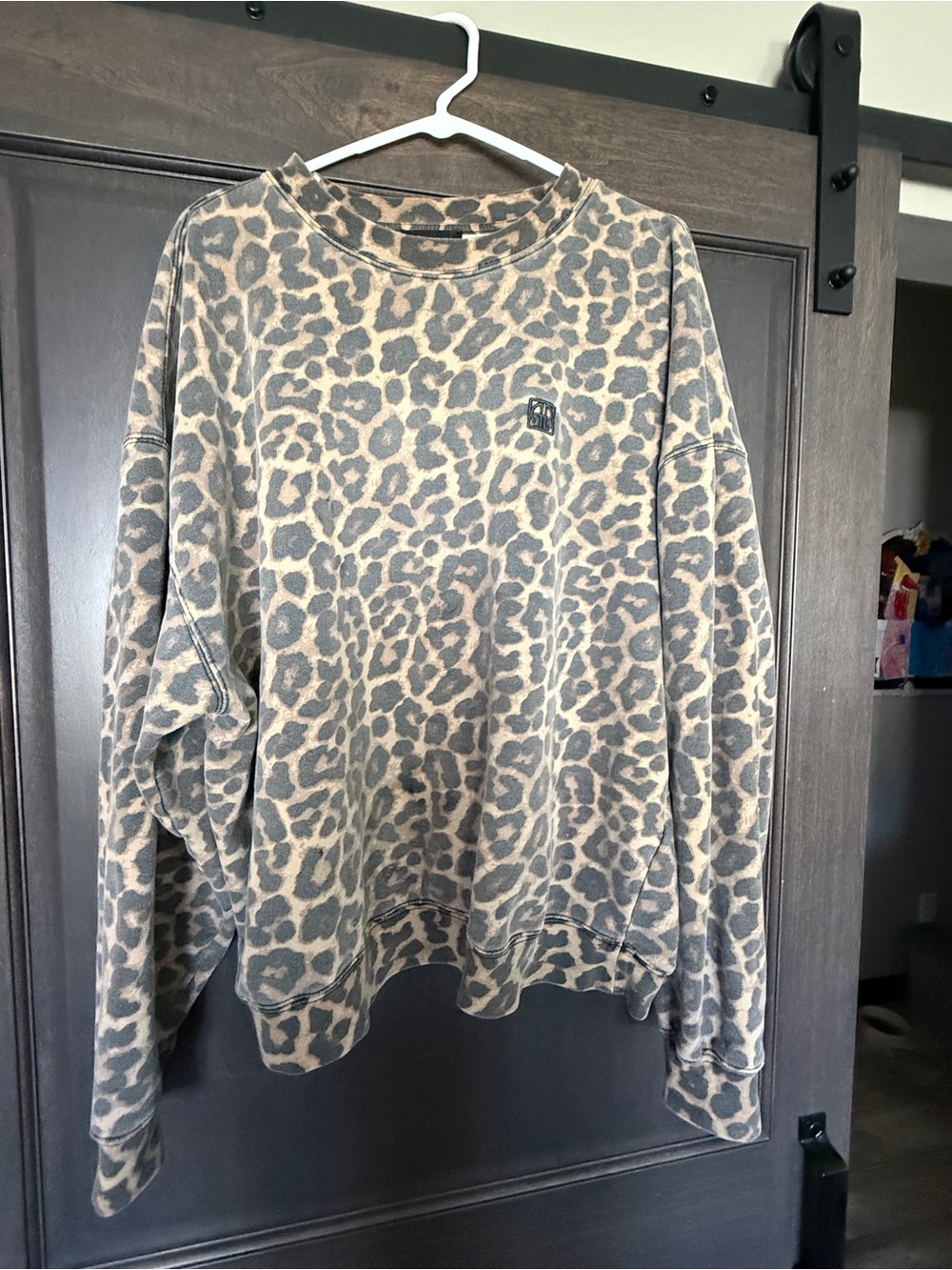 Anine Bing Leopard Print Sweatshirt - Taupe & Charcoal